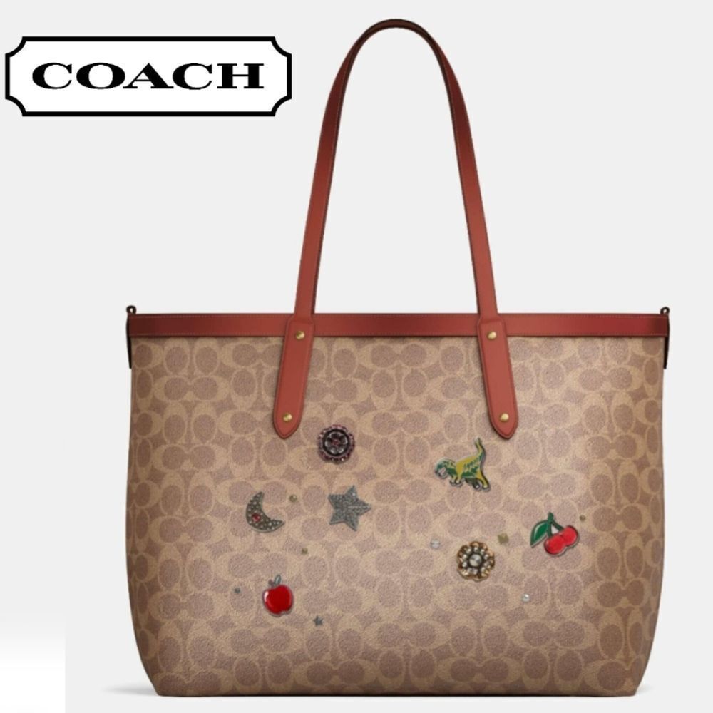 Coach RETAIL Crystal Embellished Tea Rose Star Rexy Cherry Central City Tote